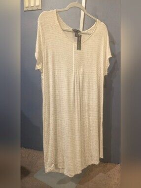 Ambrielle SM Texture Short Sleeve Rayon Cool Fabric Knee Length Summer Nightgown